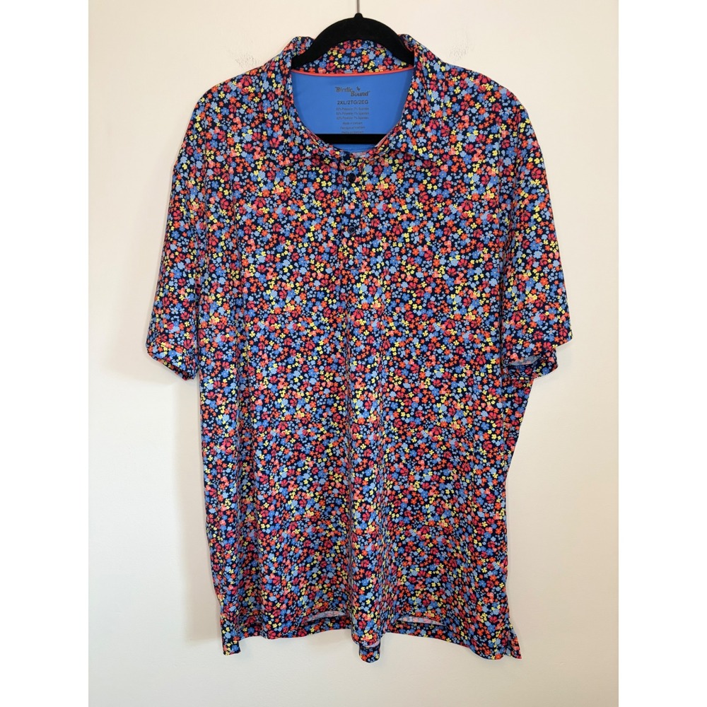 Birdie Bound Mens 2XL Floral Golf Polo Shirt Short Sleeve Stretch Performance